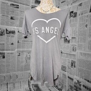 Casual Cozy VS Angel T-Shirt Dress Faded Grey Oversized Loungewear Tee XS